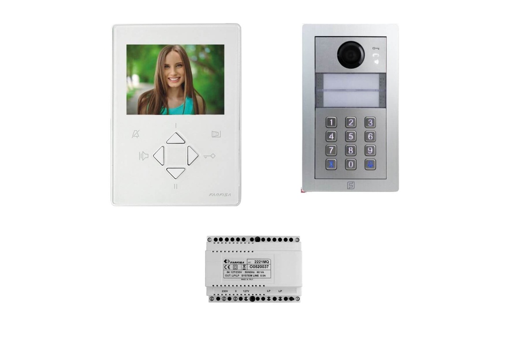 KIT VIDEO AVEC CLAVIER A CODE-BLANC-MAINS LIBRES-COULEUR-ZHE