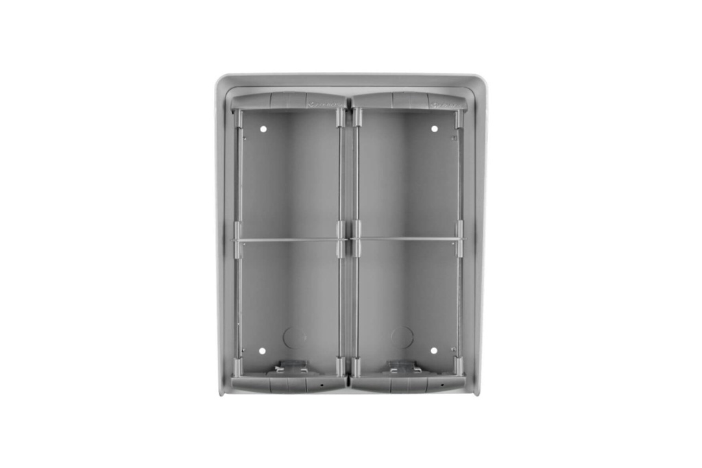 BOÎTIER EN SAILLIE AVEC VISIÈRE ANTI-PLUIE POUR 2 X 2 M-PROF