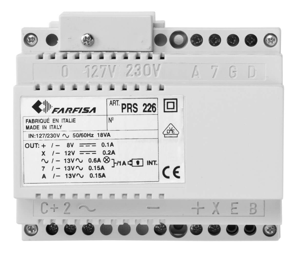 TRAFO-18VA-8 VDC-13 VAC-CONV. ALO I Farfisa