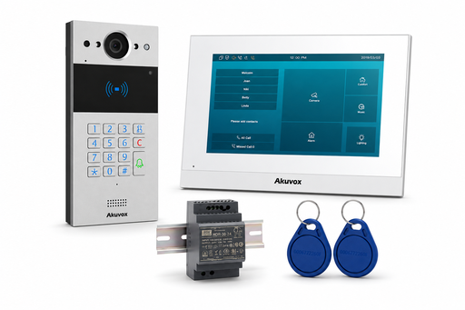 [AK-V-2W201] Akuvox VISION 2W KEY | Complete 2-draads Video-intercomkit | 7" Binnenmonitor | Codeklavier & Badge